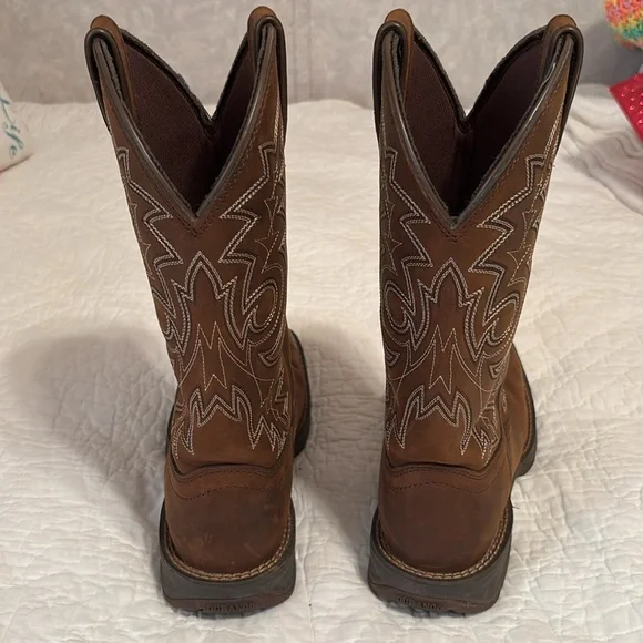 Durango Rebel Men's Brown Western Boots with White Stitching - Picture 10 of 12